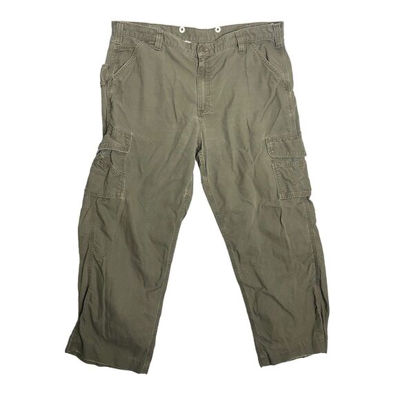 Carhartt Mens Cargo Pants in Army Green Side Pockets Outdoor Hiking‎ Size 42 - Picture 1 of 8